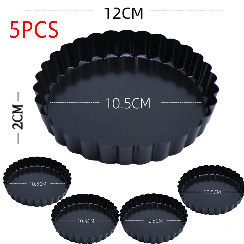 5pcs 8/10/12cm Mini Tart Pans Egg Tart Molds with Removable Bottom Non Stick Small Fluted Cupcake Tins Tarts Quiche Pan for Pies