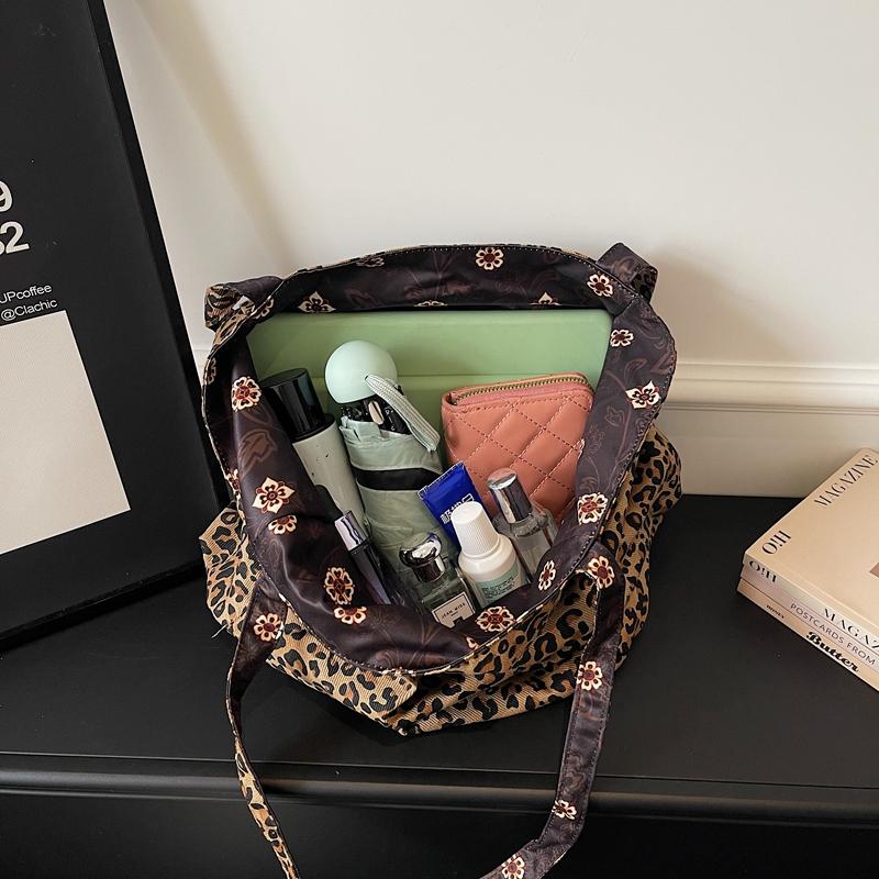 Borsa Tote Double-Face Stampa Leopardo Borsa a Spalla da Donna Borsa di Grande Capacità