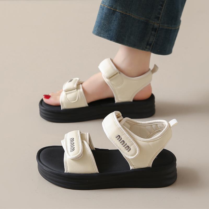 CRLAYDK Women's Rome Sandals Adjustable Strap Hook&Loop Shoes Comfort Platform Summer Walking Casual Beach Sports Slippers