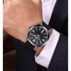Mens Quartz Watch Large Dial Magnetic Clasp Rubber Strap Day Date Waterproof Wristwatches