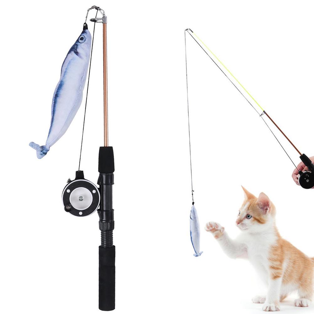 

Cat Interactive Toys For Indoor Cats Cat Teaser Fish Toy With And Wheel Interactive Cat String Toy Catcher Teaser And Funny