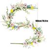 Easter Door Wreath Colorful Realistic Spring Ornament Artificial Easter Garland Door Decor For Indoor Window Mantel Restaurant