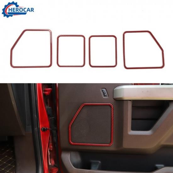 

Car Door Speaker Cover Trim Ring Bezels For Ford F150 2015- Red Carbon Fiber