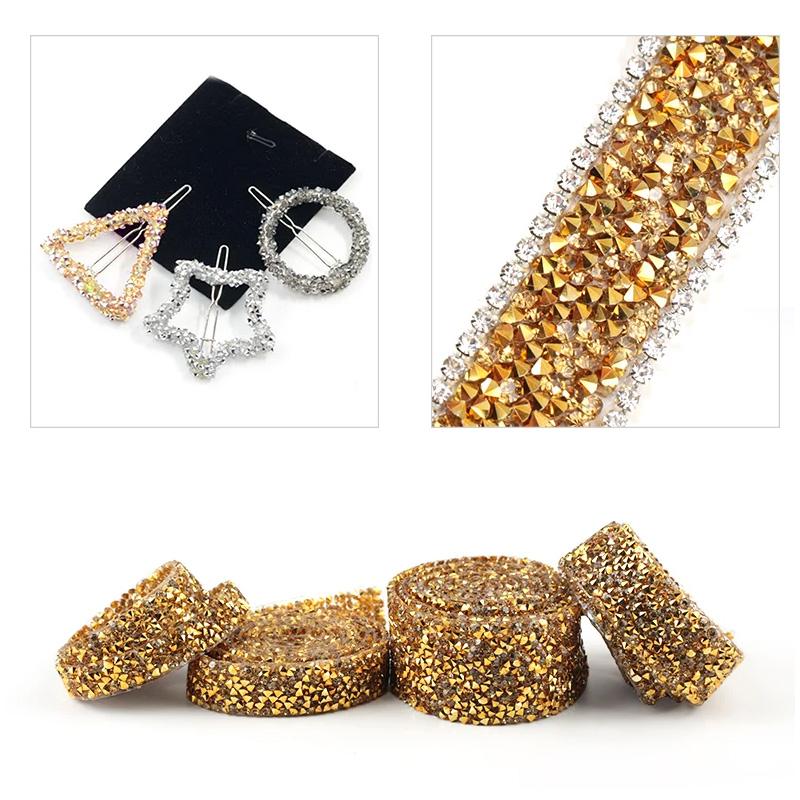 1 Yard Garment Accessories Multicolor Sewing Ribbon DIY Hot Fix Strass 1.5cm Rhinestones Appliques Tape Trim