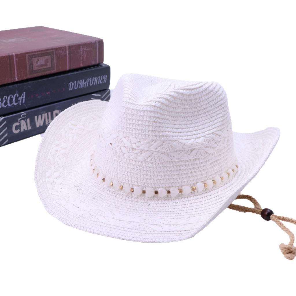Splicing straw hat pearl decoration high top hat summer shading straw hat sun hat outdoor sun protection European and American popular hat