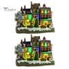 Resin Holiday Home Decor 2Pcs Christmas Train Music Box with Rotating Light, Snow Village Carousel Decorative Ornaments Ornament, Battery/USB Powered