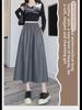 2024 Autumn/Winter PU Leather Midi Skirt - Versatile Fashion with Elastic Waist and Umbrella Design.