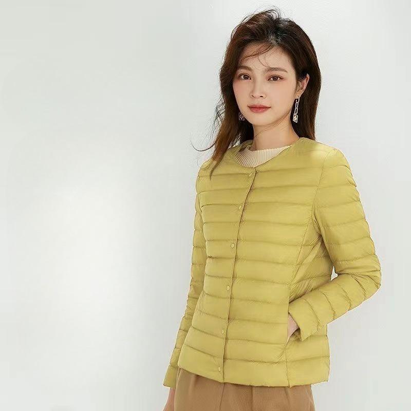 Women's V Neck Long Sleeve Lightweight 90% White Duck Down Jacket Inner Liner Coat