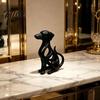Desktop Ornament, Hollow Curved Surface Sitting Hound Figurine, Matte White One-Piece Molded Dog Sculpture for Home Office Gift