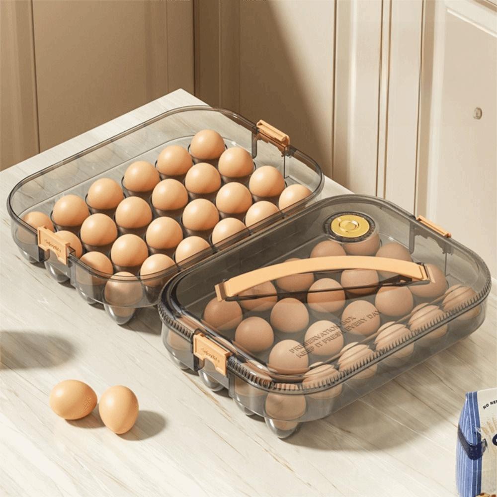 Transparente Eieraufbewahrungsbox Lebensmittelqualität 24 Fächer Kühlschrank-Aufbewahrungsbehälter Platzsparend Mit Deckel Eierhalter Tablett