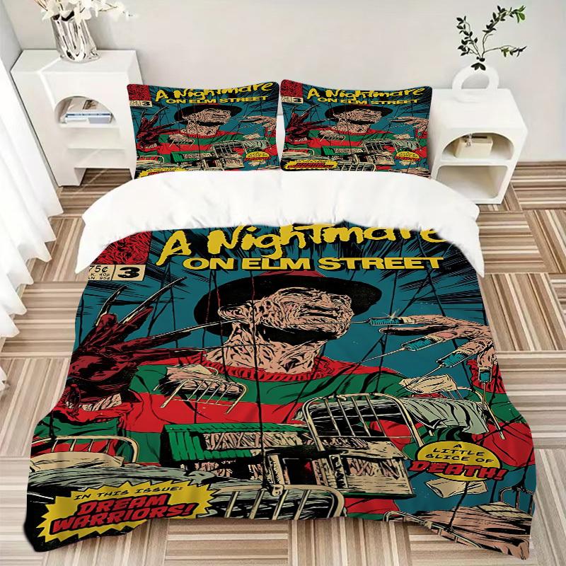 3pcs Nightmare On Elm Street Duvet Cover Set - Machine Washable, Includes 1 Duvet Cover and 2 Pillowcases, No Core Included Yy251022187
