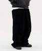 URBANAGE Corduroy Single-Pleat Wide Elastic Banding Parachute Cargo Pants_Black