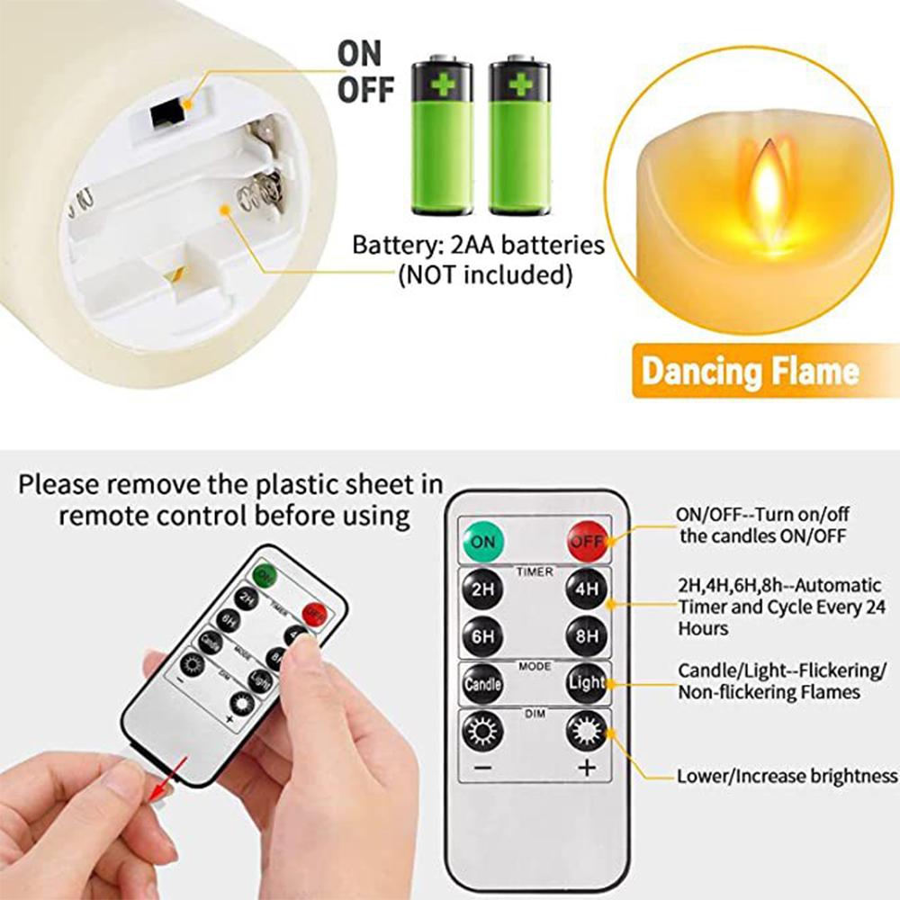 LED Electronic Candle Lamps 2PCS Creative Flameless Candle Lights With Remote Control Rechargeable for Home Birthday Decorative