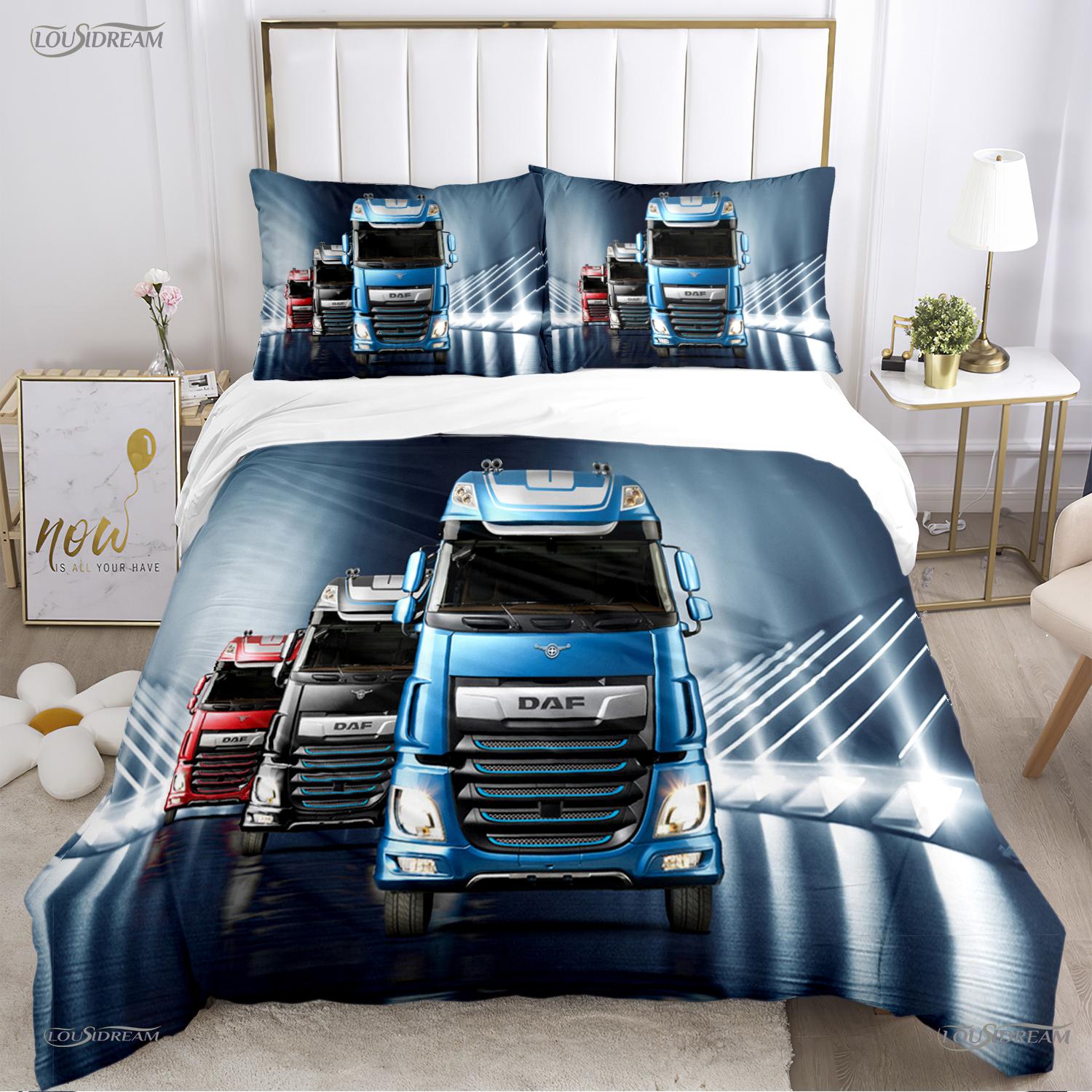 

DAF Truck Logo Duvet Cover Cartoon Comforter Bedding set Soft Quilt Cover and Pillowcases for Teens Boy Single/Double/Queen/King EU Twin 135x200cm