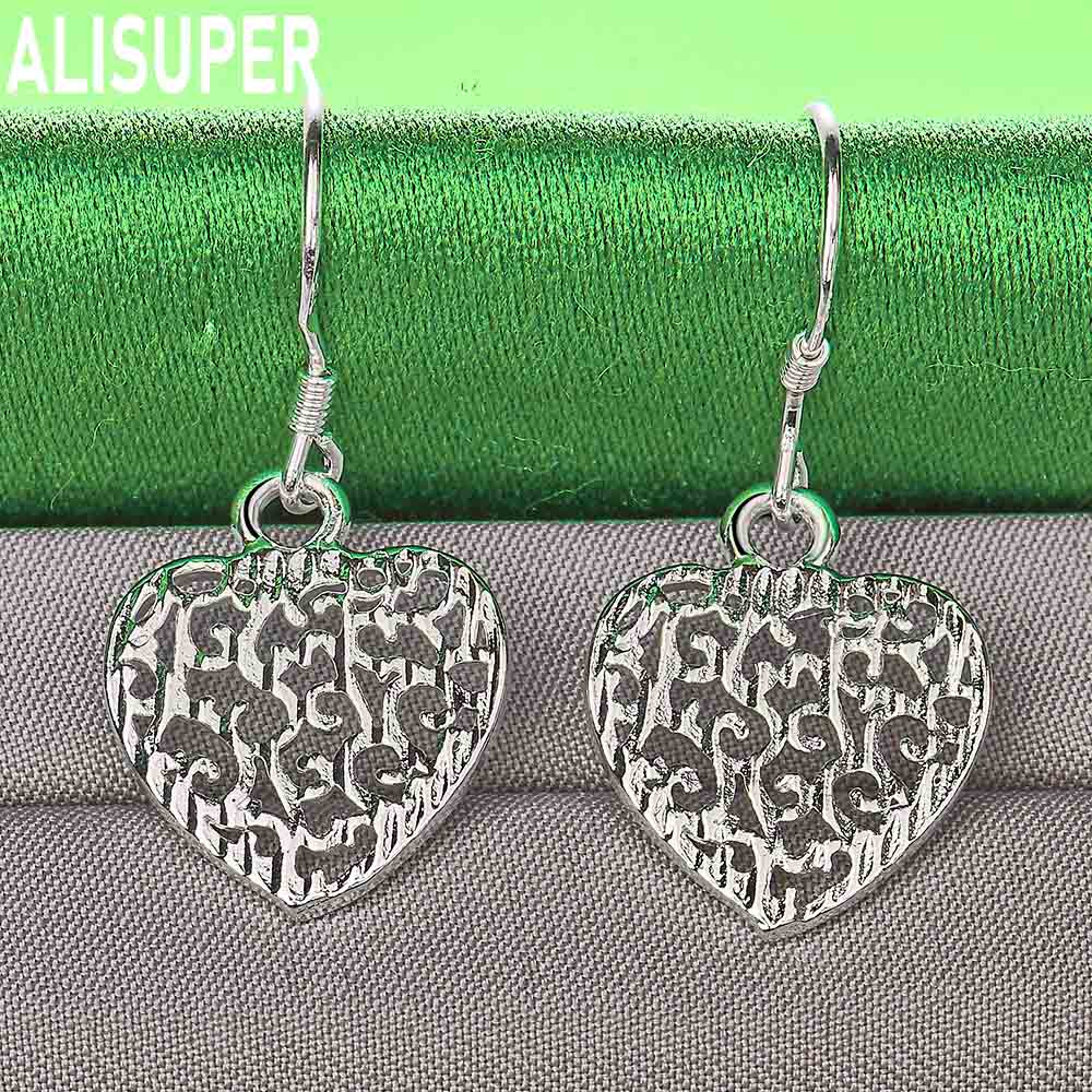 925 Sterling Silber Hohl Herz-förmigen Anhänger Piercing Ohrringe Mode Charme Hochzeit Schmuck