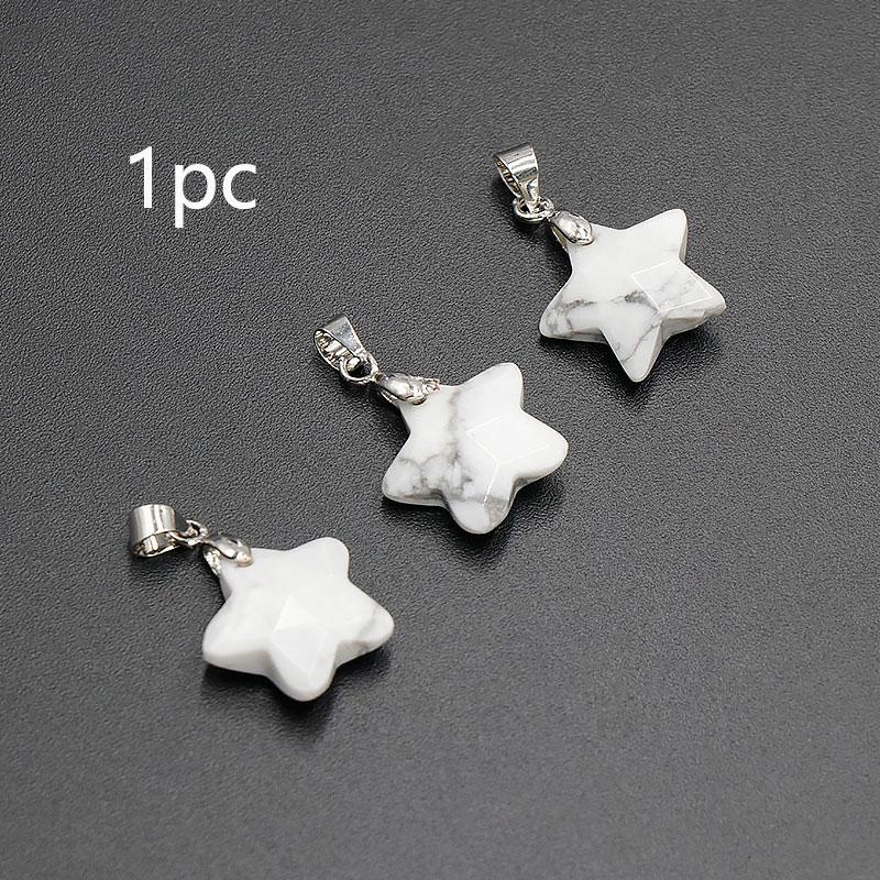 1pc Natural Crystal Star Pendant Necklace Five Pointed Charm Amethyst Stone Necklace Jewelry