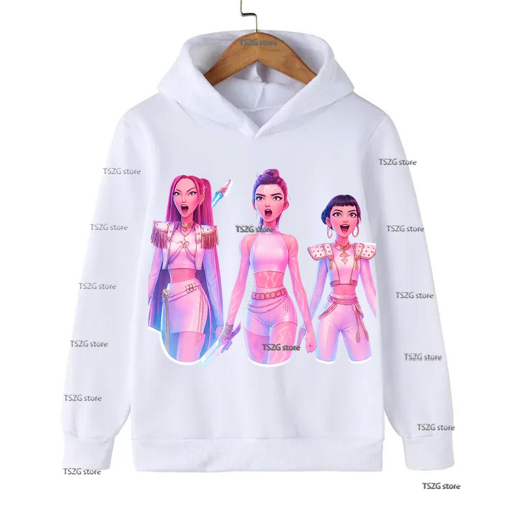 Autumn Kpop Demon Hunters Lovely Print Children's Hoodies Cause Warm Girls Long Sleeve Sweatshirt Fashion Kids Clothes Pullover