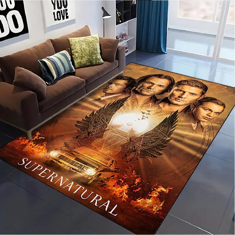 Supernatural Tv Series Poster Carpet Rug for Living Room Bedroom Home Sofa Decoration,Kids Play Non-slip Floor Mat