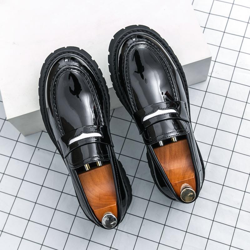 Men s Shiny Thick-Soled Casual Loafers – Large Size Slip-On Dress Shoes Size 45