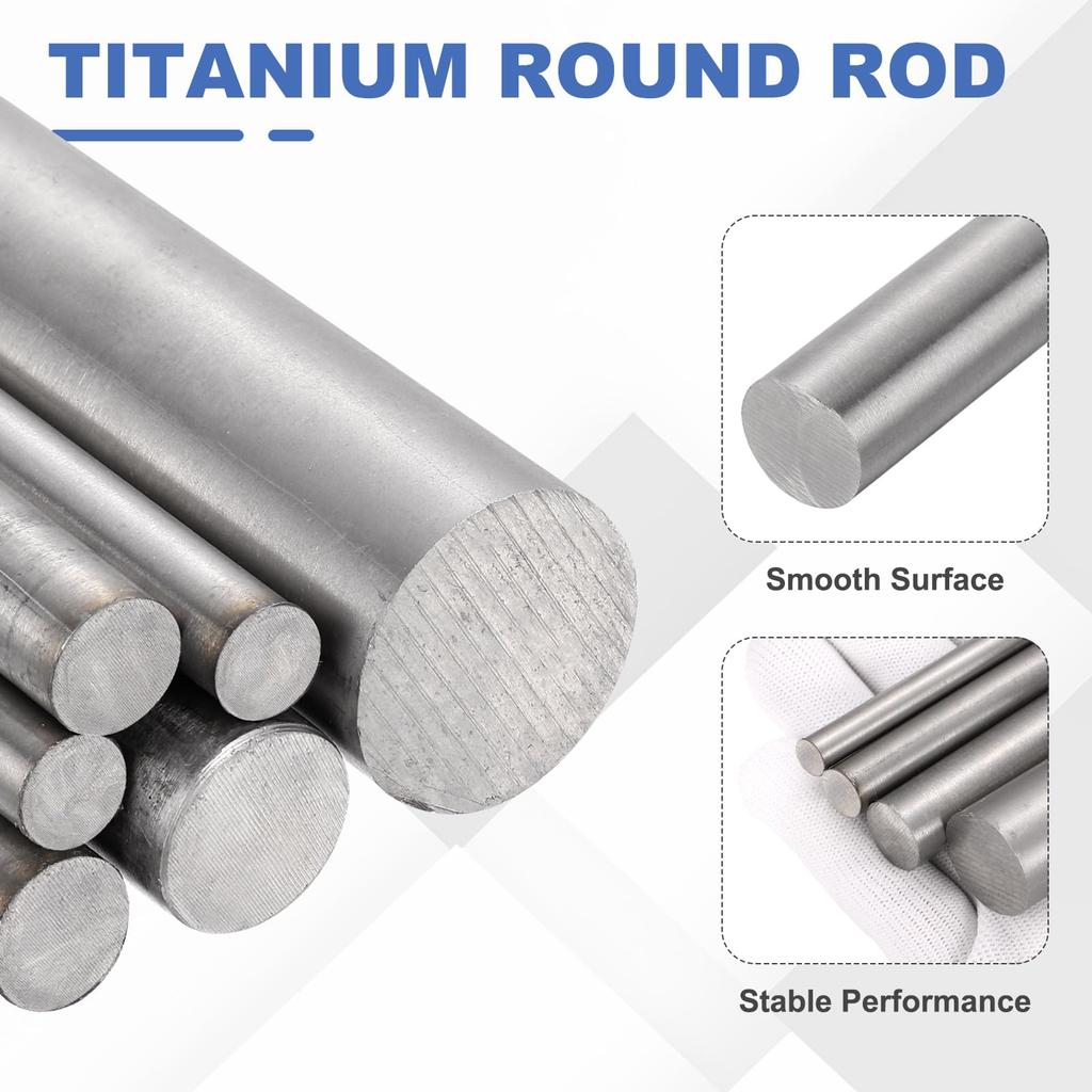 uxcell Titanium Round inch 8 inch GR2 Metal TA2 Titanium Round for Model DIY Crafts Bar, 0.55 (14mm) Diameter, Length, Bar, Airplanes, Cars, Boats,