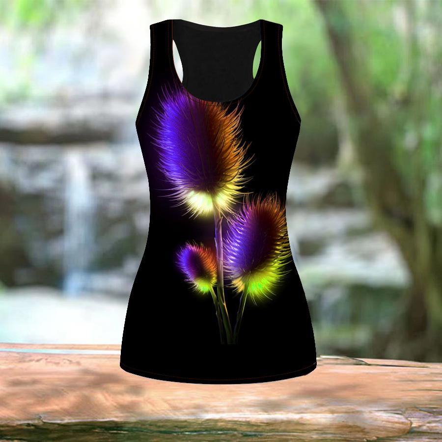 3D Gradient Blue Feather Print Women Workout Yoga Gym Printed Summer Sport Shirts Plus Size Vests