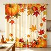 2PCS Digital Print Curtain, Diagonal Large Pumpkin Halloween Fall, Bold Autumn Spooky for Living Room Bedroom Kitchen Decor