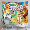 Cartoon Baby Animals Tapestry Cute Tiger Tapestry Creative Theme for Children Wall Hanging Living Room Bedroom Dorm Tapestries