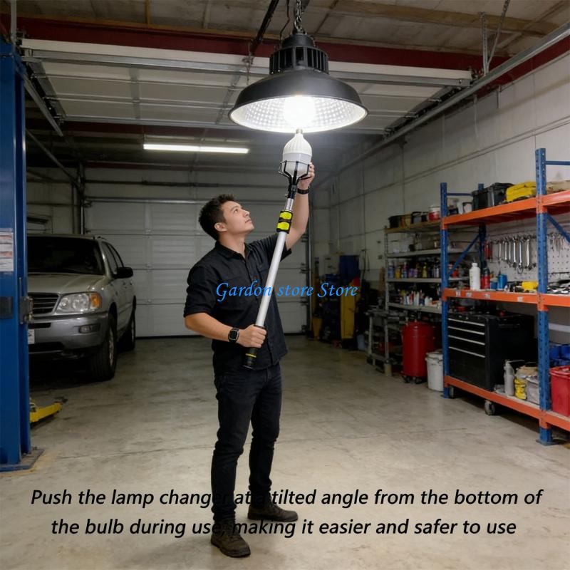B0KB Ergonomic Handle Plan Light Bulb Changer Extendable Post For Comfortable Action In Hard To Reach Districts
