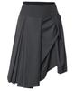 Peulleeoeob Asymmetrical Draped Midi Skirt (Fl-248_Charcoal)