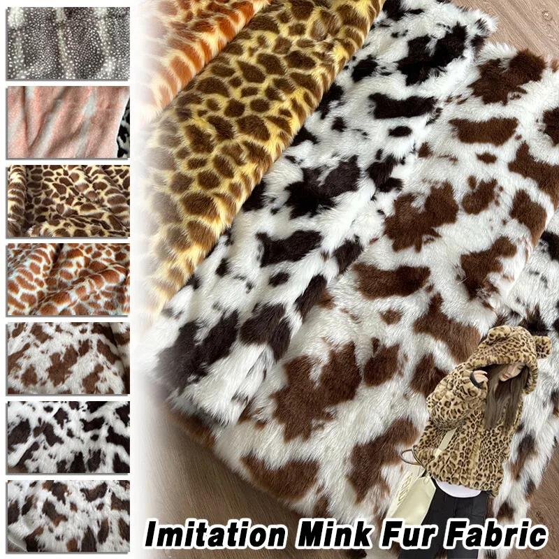 Deer Animal Leopard Printing Plush Imitation Mink Fur Fabric for DIY Coats Toys