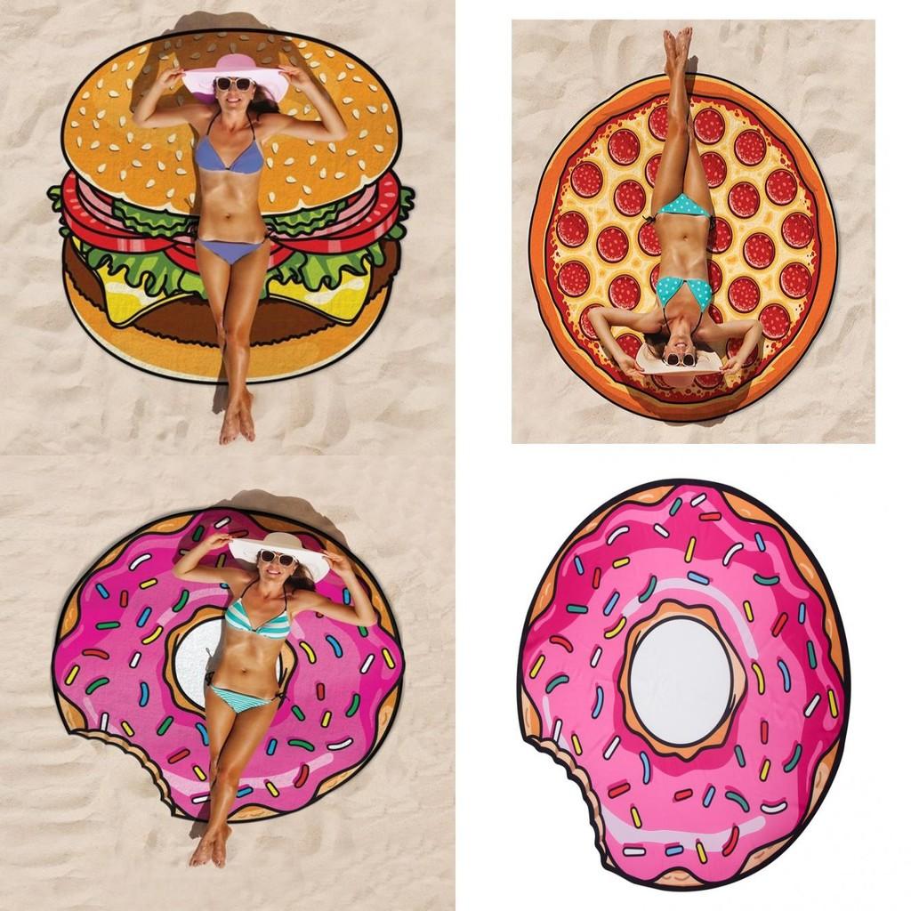 Hamburgers Donuts Fashionable Pizza Design Beach Towels Suitable For Daily Use