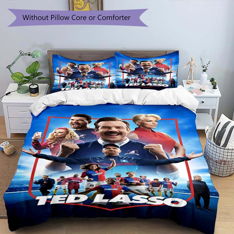 3pcs Ted Lasso Bedding Set Duvet Cover Closure Includes 1 Duvet Cover & 2 Pillowcases, Soft and Comfortable for All Seasons.