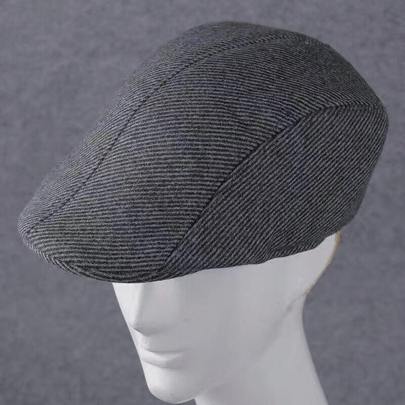 2024 Autumn/Winter Men's Woolen Beret: Warm, Thickened Duckbill Hat for Middle-Aged & Elderly.