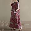 Short sleeve Plus size Cotton linen vintage floral new in dresses for women casual loose long summer dress