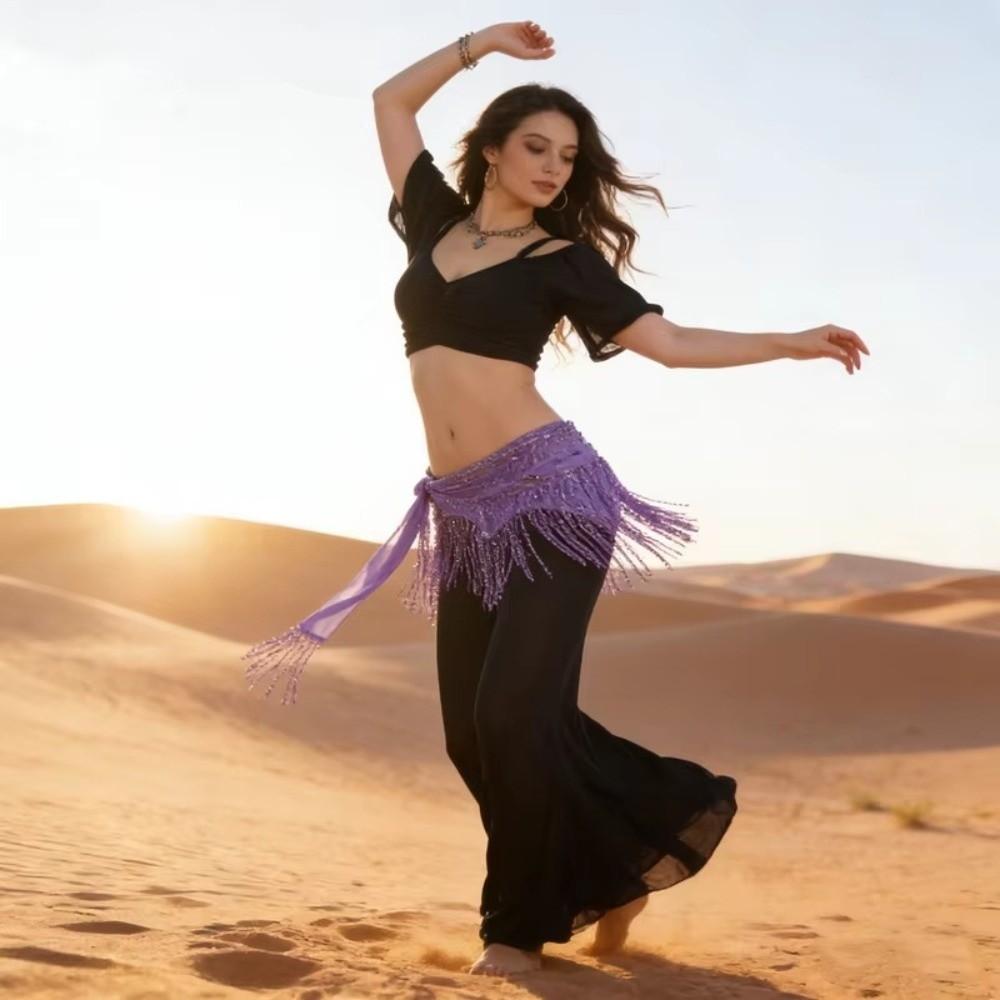 Triangle Belly Dance Hip Scarf Shining Tassel Hip Wraps Waist Chain Belt Oriental Dancer Wear Show