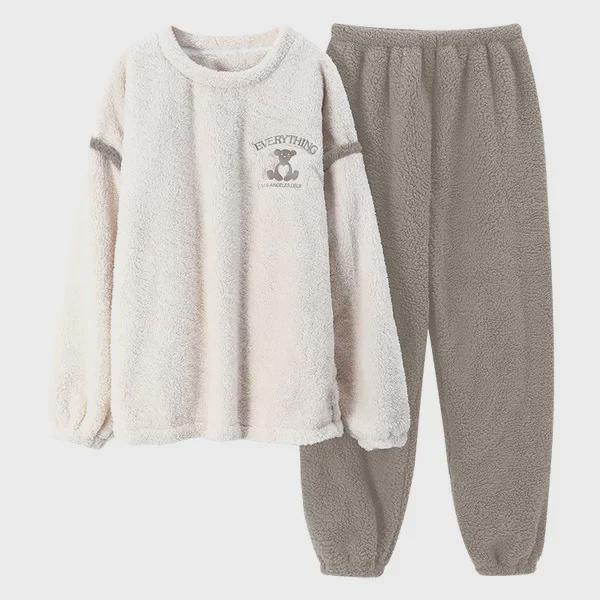 Women's & Men's Winter Flannel Pajama Set - Warm, Thick Coral Fleece, Cute Two-Piece for Home