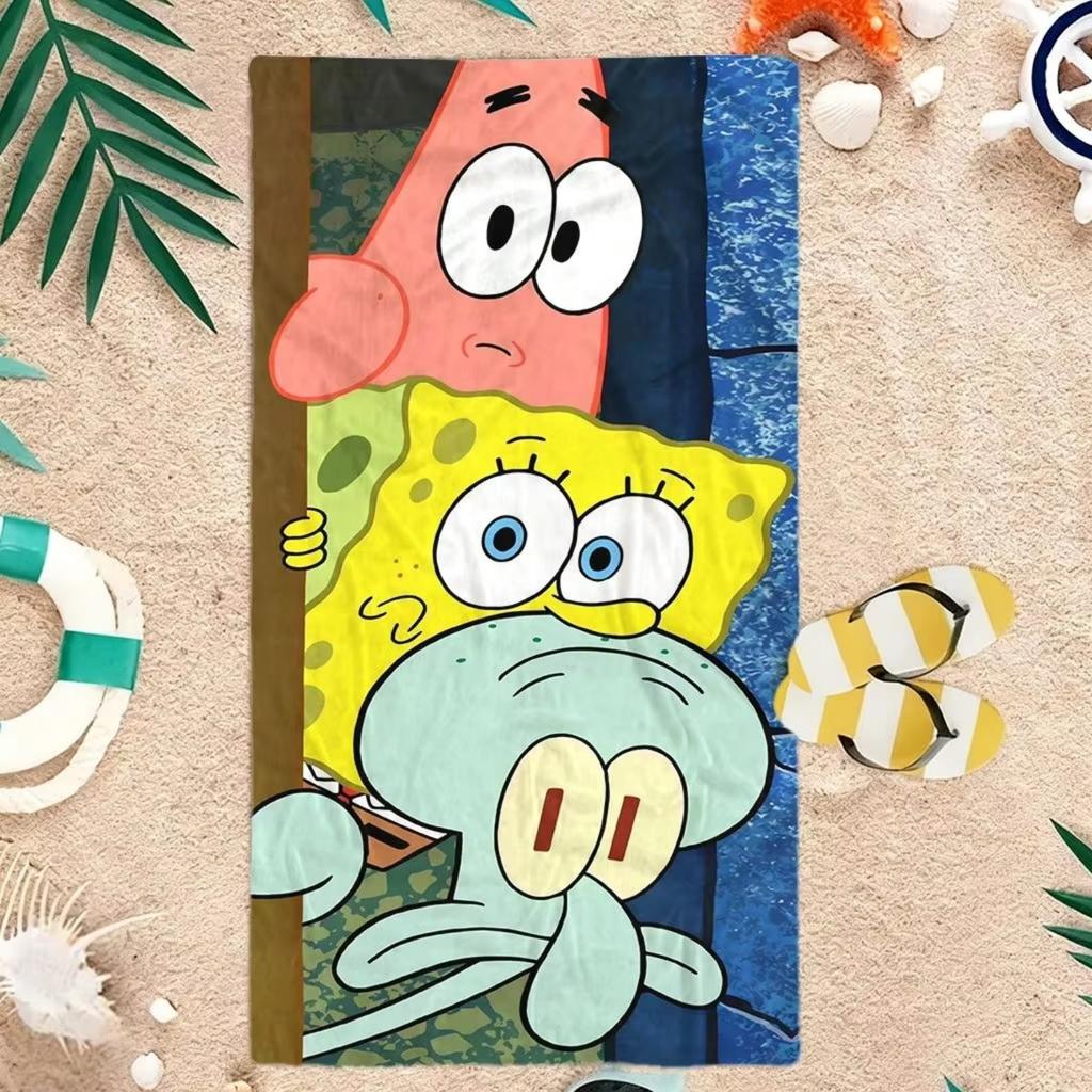 1pc SpongeBob SquarePants Beach Towel Soft and Absorbent Microfiber Beach and Pool Towel for kids