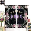Boho Moon Decor Curtains,Magic Moons and Stars Boho Pattern for Home Kitchen Restaurant Decoration Window Curtain 2Panel