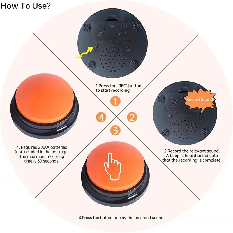Pet Communication Button Color Voice Recording Button, Dog Buttons for Communication Pet Training Buzzer, 30 Second Record