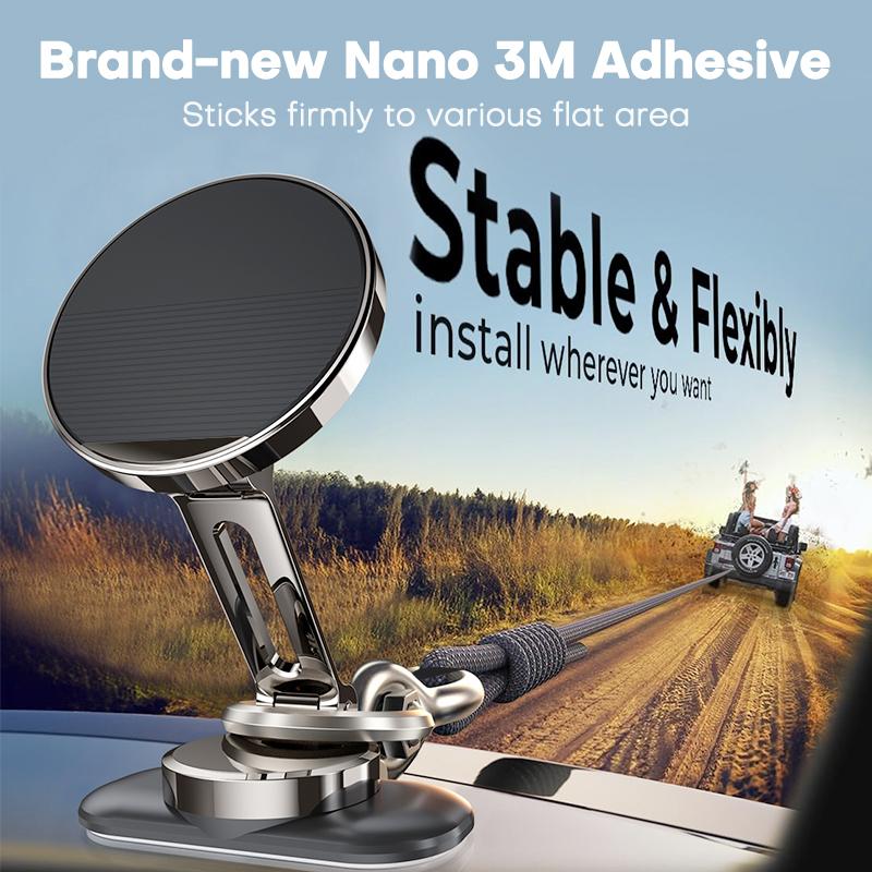 QOOVI Magnetic Car Phone Holder Stand 360 Degree Mobile Cell Magnet Foldable Mount GPS Support For iPhone 16 15 14 Xiaomi Samsung Huawei