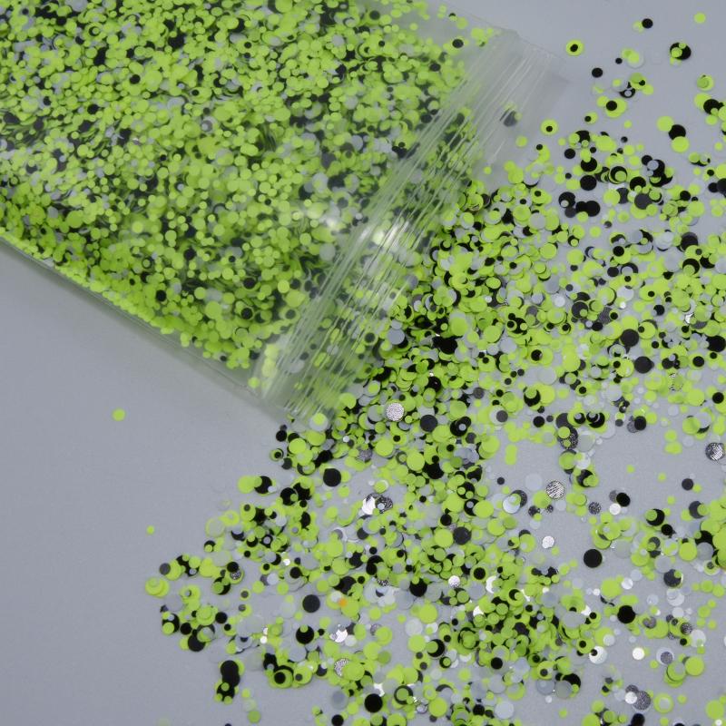 

50 г x 1 пакетик, круглые блестящие чешуйки для ногтей, 12 дизайнов, ультратонкие, массивные, ослепительные разноцветные хлопья, украшение для ногтей своими руками