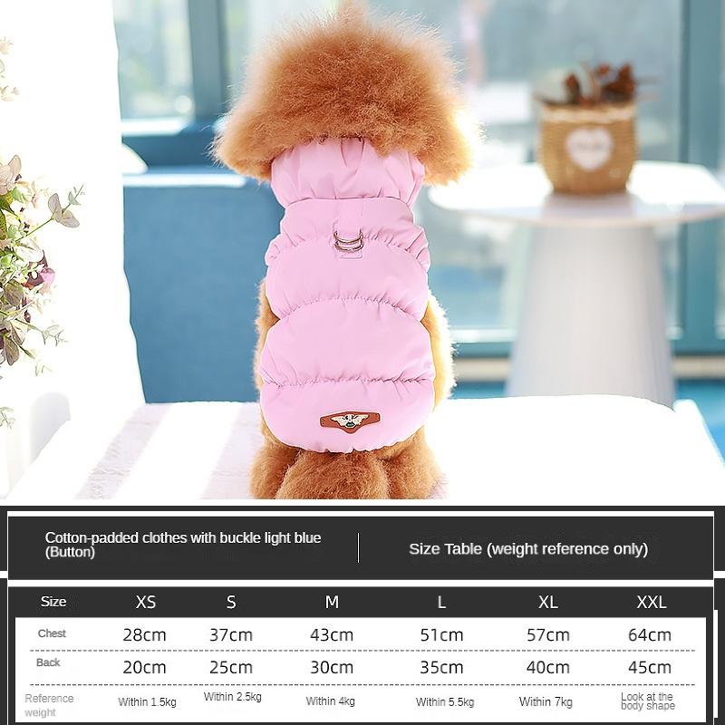 Coat for Small Medium Dogs D-RING Cat Jacket Soft Warm Winter Padded Fleece Puppy Pet Clothes
