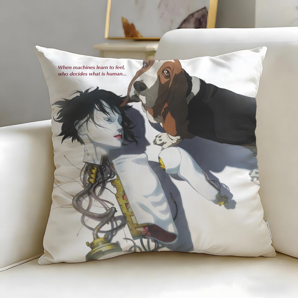 classic anime Ghost in the Shell Cushion Cover Soft & Easy-Wash Pillow Case – Versatile for Couch, Bed, Travel and Office