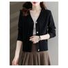 Spring and Autumn Women's Solid Color Knitted Cardigan Retro Sweater for Women Fashionable
