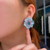 Light Luxury Atmosphere Three-Dimensional Flower Slightly Inlaid With Zirconium High-End Stud Earrings Earrings Elegant Turquoise Earrings