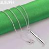 925 Sterling Silver 18 Inch Straight Column Pendant Necklace Fashion Wedding Jewelry