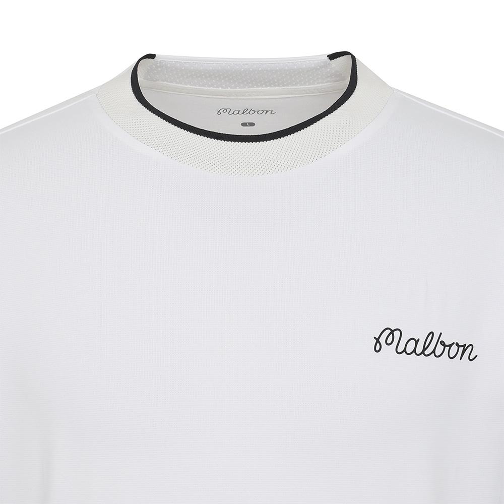 MALBON GOLF Back Bucket Point Mock Neck T-Shirt Off White (Man)