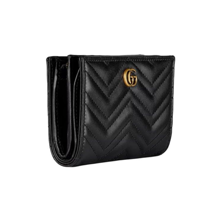 Gucci GG Marmont Letter Logo Solid Color Leather Wallet Women Wallet Black 781583-DTDHT-1000