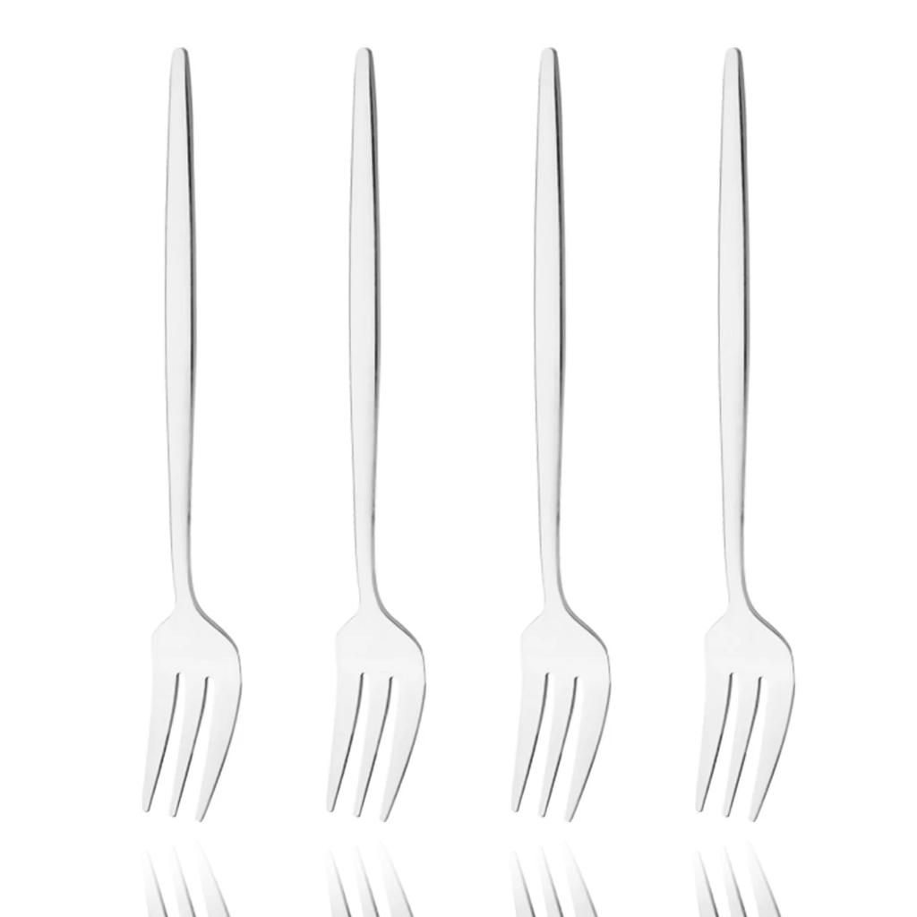 4Pcs Gold Fruit Cake Dinnerware Set Mirror Stainless Steel Tea Fork Set Snack Dessert Fork Small Salad Cutlery Kitchen Utensils