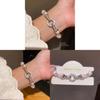 Geometric Zircon Artificial Pearl Bracelet With Silver Finish For Womens Fashion Accessories